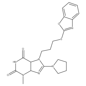 7-[3-(1,3-Benzoxazol-2-ylsulfanyl)propyl]-3-methyl-8-pyrrolidin-1-yl-4,5-dihydropurine-2,6-dione Structure