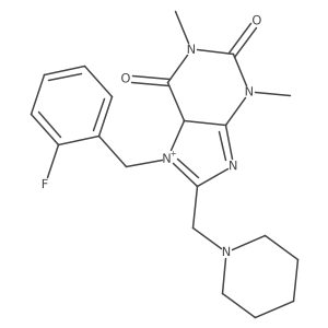 7-[(2-fluorophenyl)methyl]-1,3-dimethyl-8-(piperidin-1-ylmethyl)-5H-purin-7-ium-2,6-dione结构式