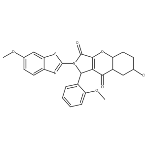 7-chloro-2-(6-methoxy-1,3-benzothiazol-2-yl)-1-(2-methoxyphenyl)-4a,5,6,7,8,8a-hexahydro-1H-chromeno[2,3-c]pyrrole-3,9-dione结构式