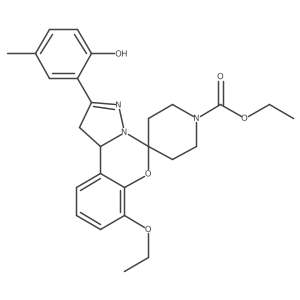 Ethyl 7-ethoxy-2-(2-hydroxy-5-methylphenyl)-1,10b-dihydrospiro[benzo[e]pyrazolo[1,5-c][1,3]oxazine-5,4'-piperidine]-1'-carboxylate结构式