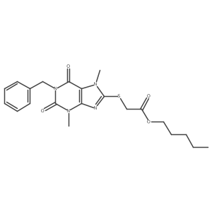 pentyl 2-((1-benzyl-3,7-dimethyl-2,6-dioxo-2,3,6,7-tetrahydro-1H-purin-8-yl)thio)acetate结构式