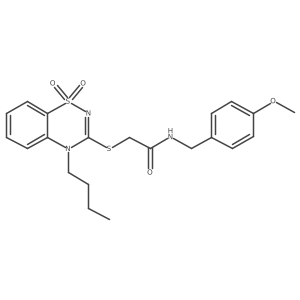 2-((4-butyl-1,1-dioxido-4H-benzo[e][1,2,4]thiadiazin-3-yl)thio)-N-(4-methoxybenzyl)acetamide Structure
