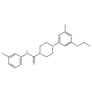 4-(6-ethoxy-2-methylpyrimidin-4-yl)-N-(3-fluorophenyl)piperazine-1-carboxamide结构式