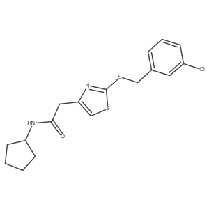 2-(2-((3-chlorobenzyl)thio)thiazol-4-yl)-N-cyclopentylacetamide结构式