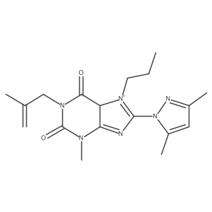 8-(3,5-dimethylpyrazol-1-yl)-3-methyl-1-(2-methylprop-2-enyl)-7-propyl-5H-purin-7-ium-2,6-dione结构式