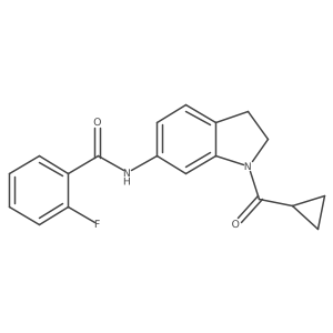 N-(1-cyclopropanecarbonyl-2,3-dihydro-1H-indol-6-yl)-2-fluorobenzamide结构式