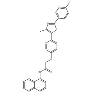 2-((6-(2-(4-fluorophenyl)-4-methylthiazol-5-yl)pyridazin-3-yl)thio)-N-(naphthalen-1-yl)acetamide结构式