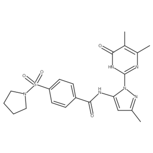 N-(1-(4,5-dimethyl-6-oxo-1,6-dihydropyrimidin-2-yl)-3-methyl-1H-pyrazol-5-yl)-4-(pyrrolidin-1-ylsulfonyl)benzamide结构式