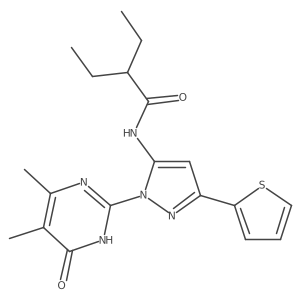N-(1-(4,5-dimethyl-6-oxo-1,6-dihydropyrimidin-2-yl)-3-(thiophen-2-yl)-1H-pyrazol-5-yl)-2-ethylbutanamide Structure