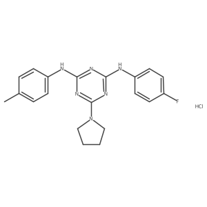 N2-(4-fluorophenyl)-6-(pyrrolidin-1-yl)-N4-(p-tolyl)-1,3,5-triazine-2,4-diamine hydrochloride Structure