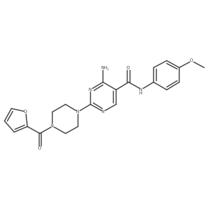 4-amino-2-[4-(furan-2-carbonyl)piperazin-1-yl]-N-(4-methoxyphenyl)pyrimidine-5-carboxamide结构式
