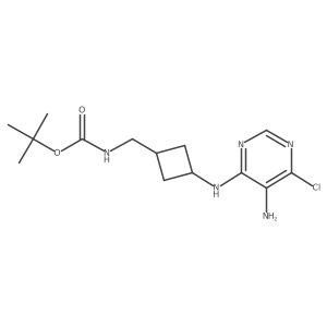 Carbamic acid, [[3-[(5-amino-6-chloro-4-pyrimidinyl)amino]cyclobutyl]methyl]-, 1,1-dimethylethyl ester结构式