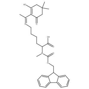 N2-(((9H-Fluoren-9-yl)methoxy)carbonyl)-N6-(1-(2-hydroxy-4,4-dimethyl-6-oxocyclohex-1-en-1-yl)ethylidene)-N2-methyl-L-lysine结构式