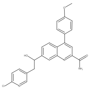7-(2-(6-Chloropyridin-3-yl)-1-hydroxyethyl)-4-(4-methoxyphenyl)quinoline-2-carboxamide Structure