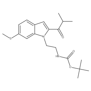 tert-butyl (2-(2-isobutyryl-6-(methylthio)-1H-indol-1-yl)ethyl)carbamate Structure