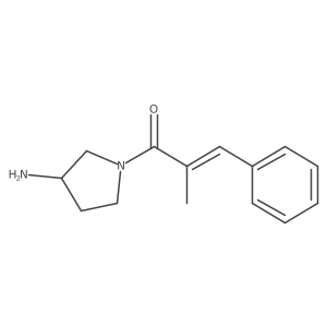 (2Z)-1-(3-aminopyrrolidin-1-yl)-2-methyl-3-phenylprop-2-en-1-one结构式