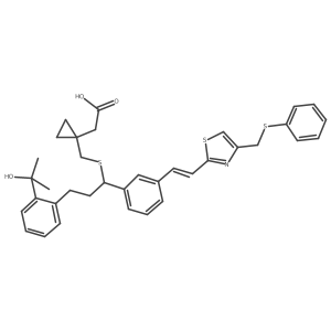 [1-((R)-3-[2-(1-Hydroxy-1-methyl-ethyl)-phenyl]-1-{3-[(E)-2-(4-phenylsulfanylmethyl-thiazol-2-yl)-vinyl]-phenyl}-propylsulfanylmethyl)-cyclopropyl]-acetic acid结构式