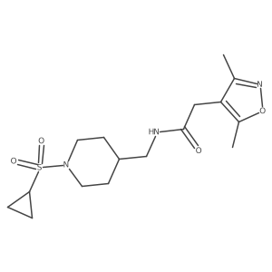 N-((1-(cyclopropylsulfonyl)piperidin-4-yl)methyl)-2-(3,5-dimethylisoxazol-4-yl)acetamide Structure