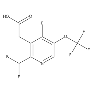 2-(Difluoromethyl)-4-fluoro-5-(trifluoromethoxy)pyridine-3-acetic acid结构式