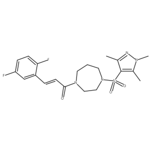 (E)-3-(2,5-difluorophenyl)-1-(4-((1,3,5-trimethyl-1H-pyrazol-4-yl)sulfonyl)-1,4-diazepan-1-yl)prop-2-en-1-one结构式