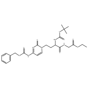 (S)-Ethyl 2-(4-(4-(((benzyloxy)carbonyl)amino)-2-oxopyrimidin-1(2H)-yl)-2-((tert-butoxycarbonyl)amino)butanamido)acetate结构式