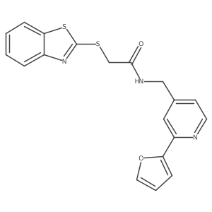 2-(benzo[d]thiazol-2-ylthio)-N-((2-(furan-2-yl)pyridin-4-yl)methyl)acetamide结构式