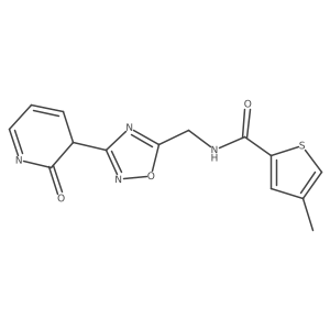 4-methyl-N-[[3-(2-oxo-3H-pyridin-3-yl)-1,2,4-oxadiazol-5-yl]methyl]thiophene-2-carboxamide结构式