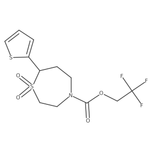 2,2,2-Trifluoroethyl 7-(thiophen-2-yl)-1,4-thiazepane-4-carboxylate 1,1-dioxide Structure
