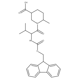 1-[2-({[(9H-fluoren-9-yl)methoxy]carbonyl}amino)-3-methylbutanoyl]-6-methylpiperidine-3-carboxylic acid结构式