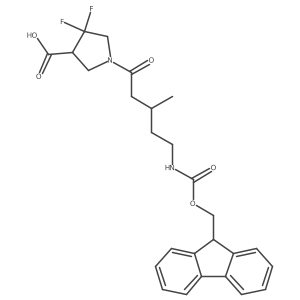 1-[5-({[(9H-fluoren-9-yl)methoxy]carbonyl}amino)-3-methylpentanoyl]-4,4-difluoropyrrolidine-3-carboxylic acid Structure