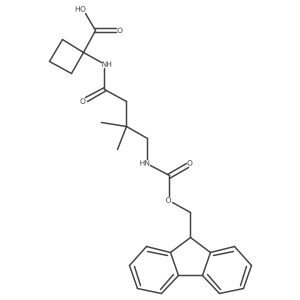 1-[4-({[(9H-fluoren-9-yl)methoxy]carbonyl}amino)-3,3-dimethylbutanamido]cyclobutane-1-carboxylic acid结构式