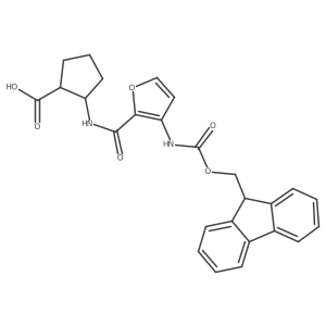 rac-(1R,2S)-2-[3-({[(9H-fluoren-9-yl)methoxy]carbonyl}amino)furan-2-amido]cyclopentane-1-carboxylic acid Structure