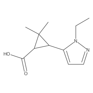 rac-(1R,3R)-3-(1-ethyl-1H-pyrazol-5-yl)-2,2-dimethylcyclopropane-1-carboxylic acid结构式