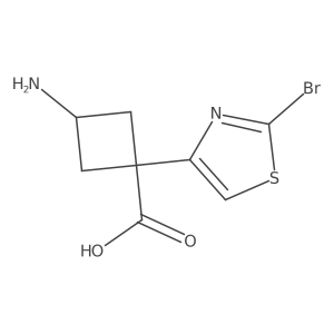 3-Amino-1-(2-bromo-1,3-thiazol-4-yl)cyclobutane-1-carboxylic acid结构式