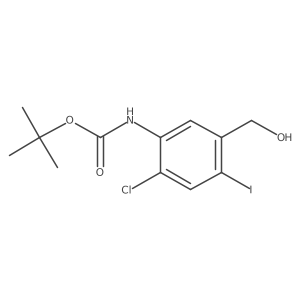 tert-Butyl (2-chloro-5-(hydroxymethyl)-4-iodophenyl)carbamate Structure