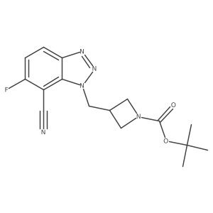 tert-butyl 3-[(7-cyano-6-fluoro-1H-1,2,3-benzotriazol-1-yl)methyl]azetidine-1-carboxylate Structure