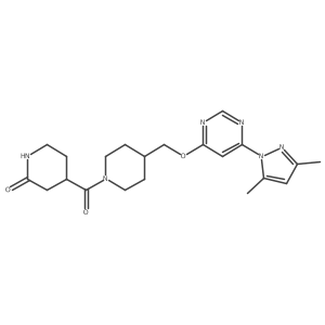 4-[4-[[6-(3,5-Dimethylpyrazol-1-yl)pyrimidin-4-yl]oxymethyl]piperidine-1-carbonyl]piperidin-2-one结构式