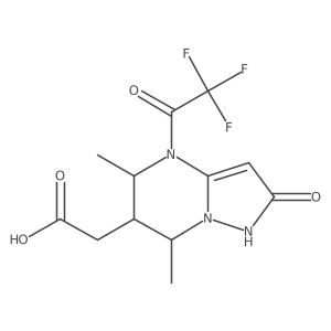 2-[5,7-dimethyl-2-oxo-4-(2,2,2-trifluoroacetyl)-1H,2H,4H,5H,6H,7H-pyrazolo[1,5-a]pyrimidin-6-yl]acetic acid结构式