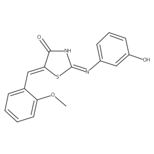 (2E,5Z)-2-[(3-hydroxyphenyl)imino]-5-(2-methoxybenzylidene)-1,3-thiazolidin-4-one Structure