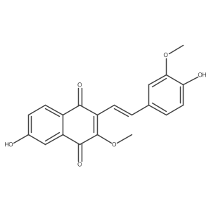 6-Hydroxy-2-(4-hydroxy-3-methoxystyryl)-3-methoxynaphthalene-1,4-dione结构式