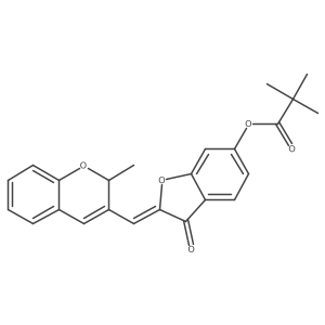 2-[(Z)-1-(2-methyl-2H-chromen-3-yl)methylidene]-3-oxo-1-benzofuran-6(3H)-yl pivalate Structure