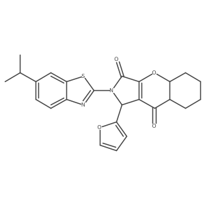 1-(furan-2-yl)-2-(6-propan-2-yl-1,3-benzothiazol-2-yl)-4a,5,6,7,8,8a-hexahydro-1H-chromeno[2,3-c]pyrrole-3,9-dione结构式
