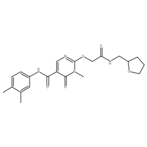 N-(3,4-dimethylphenyl)-1-methyl-6-oxo-2-((2-oxo-2-(((tetrahydrofuran-2-yl)methyl)amino)ethyl)thio)-1,6-dihydropyrimidine-5-carboxamide Structure