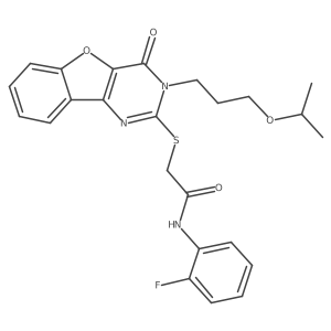 N-(2-fluorophenyl)-2-((3-(3-isopropoxypropyl)-4-oxo-3,4-dihydrobenzofuro[3,2-d]pyrimidin-2-yl)thio)acetamide结构式