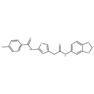 N-(4-(2-(benzo[d][1,3]dioxol-5-ylamino)-2-oxoethyl)thiazol-2-yl)-4-fluorobenzamide结构式