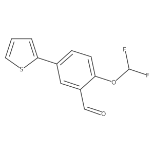 2-(Difluoromethoxy)-5-(2-thienyl)benzaldehyde结构式