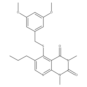 5-((3,5-dimethoxybenzyl)thio)-1,3-dimethyl-6-propylpyrido[2,3-d]pyrimidine-2,4(1H,3H)-dione结构式