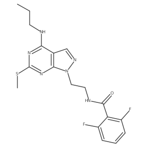 2,6-difluoro-N-(2-(6-(methylthio)-4-(propylamino)-1H-pyrazolo[3,4-d]pyrimidin-1-yl)ethyl)benzamide结构式