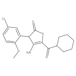 4-Amino-3-(5-chloro-2-methoxyphenyl)-5-(piperidine-1-carbonyl)-2,3-dihydro-1,3-thiazole-2-thione Structure