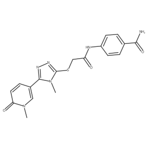 4-(2-{[4-methyl-5-(1-methyl-6-oxo-1,6-dihydropyridin-3-yl)-4H-1,2,4-triazol-3-yl]sulfanyl}acetamido)benzamide结构式